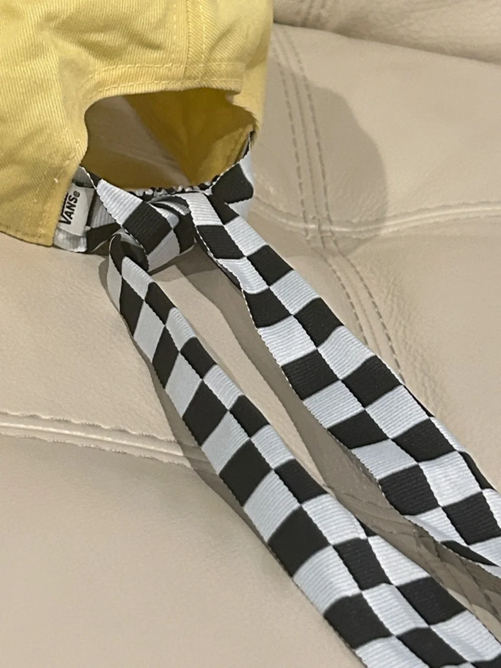 Vans Logo Yellow Bow Back Hat “Off the Wall” Checkboard Bow Cap OS Women's